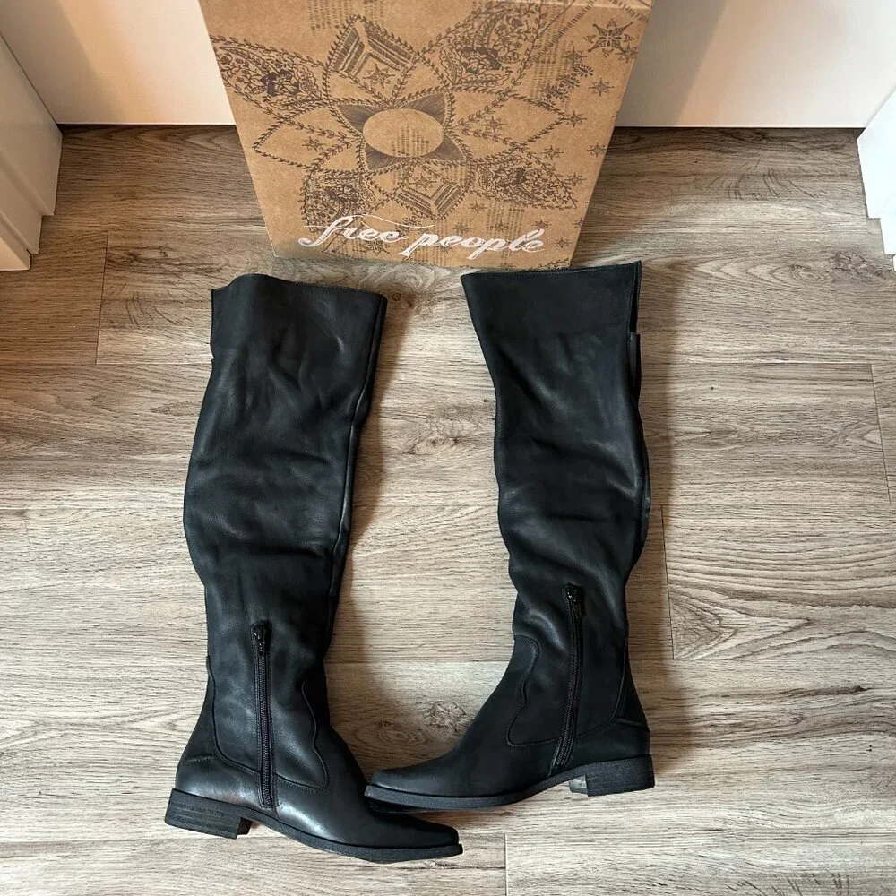 Free People Brenna Over the Knee Boot Black Size 36 NWT